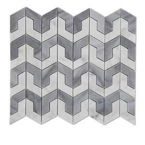 Bianco Carrara White Marble Mix Grey Bathroom Mosaic Tiles, Bianco Carrara White Marble Grey and White Mosaic Tiles, Carrara White Hexagon Mosaic Tile, Italy Grey Marble Mosaic Tile