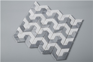 Bianco Carrara White Marble Mix Grey Bathroom Mosaic Tiles, Bianco Carrara White Marble Grey and White Mosaic Tiles, Carrara White Hexagon Mosaic Tile, Italy Grey Marble Mosaic Tile
