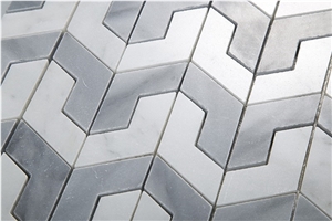 Bianco Carrara White Marble Mix Grey Bathroom Mosaic Tiles, Bianco Carrara White Marble Grey and White Mosaic Tiles, Carrara White Hexagon Mosaic Tile, Italy Grey Marble Mosaic Tile