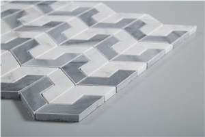 Bianco Carrara White Marble Mix Grey Bathroom Mosaic Tiles, Bianco Carrara White Marble Grey and White Mosaic Tiles, Carrara White Hexagon Mosaic Tile, Italy Grey Marble Mosaic Tile
