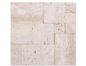 Brick Travertine Mosaic Custom Design Exterior Wall Tile,Mix Shaped Beige White Stone Mosaic New Design , Light Beige Travertine Machine Cut Mosaic Tile