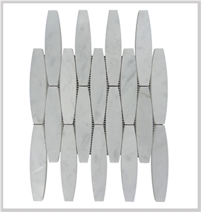 Carrara White Irregular Lantern Shaped Pattern Mosaic Tile, Bianco Carrara Long Ocatgon Mosaic, Italian White Marble Mosaic, Italian White, Carrara White Carrara White Irregular Lantern Shaped Pattern Mosaic Tile, Bianco Carrara Long Ocatgon Mosaic, Italian White Marble Mosaic, Italian White, Carrara White
