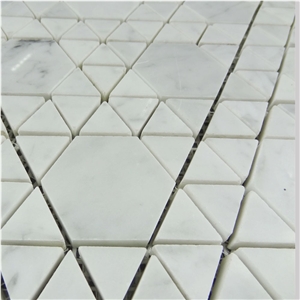Carrara White Marble Polished Hexagon Mixed Triangle Mosaic Tile,Bianco Carrara Mosaic, Italian White Marble Mosaic, Italian White, Carrara White