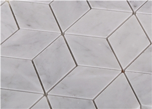 Carrara White Marble Rhombus Hexagon Mosaic Tiles,Italian White Marble Mosaic, Italian White, Carrara White