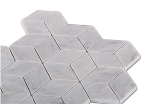 Carrara White Marble Rhombus Hexagon Mosaic Tiles,Italian White Marble Mosaic, Italian White, Carrara White