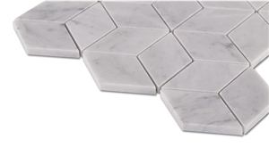 Carrara White Marble Rhombus Hexagon Mosaic Tiles,Italian White Marble Mosaic, Italian White, Carrara White