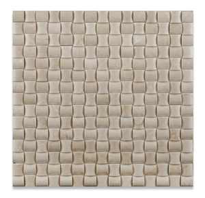 Crema Marfil Marble Polished 3d Small Mosaic Tile, Spanish Crema Marfil Mosaic, Beige Marble Mosaic