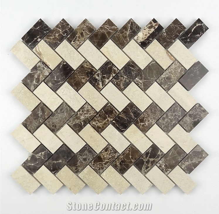 Emperador Dark Herringbone Mosaic Tile, Chinese Dark Emperador,Emperador Dark Mosaic,Dark Marble Mosaic,Chinese Marron