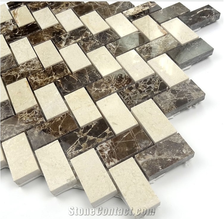 Emperador Dark Herringbone Mosaic Tile, Chinese Dark Emperador,Emperador Dark Mosaic,Dark Marble Mosaic,Chinese Marron