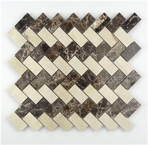 Emperador Dark Herringbone Mosaic Tile, Chinese Dark Emperador,Emperador Dark Mosaic,Dark Marble Mosaic,Chinese Marron