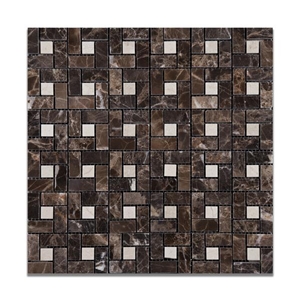 Emperador Dark Marble Basketweave Mosaic Tile Polished, Chinese Dark Emperador,Emperador Dark Mosaic,Dark Marble Mosaic,Chinese Marron