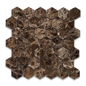 Emperador Dark Marble Polished Hexagon Mosaic Tile,Chinese Dark Emperador,Emperador Dark Mosaic,Dark Marble Mosaic,Chinese Marron