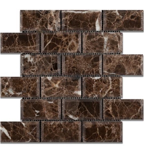 Emperador Dark Subway Brick Mosaic Tile ,Emperador Dark Brick Mosaic,Chinese Dark Emperador,Emperador Dark Mosaic,Dark Marble Mosaic,Chinese Marron