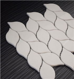Greece Thassos White Leaf Shaped Water Jet Marble Mosaic Tile, Crystal White Marble Mosaic, Pure White Marble Mosaic Tile Greece Thassos White Leaf Shaped Water Jet Marble Mosaic Tile, Crystal White Marble Mosaic, Pure White Marble Mosaic Tile