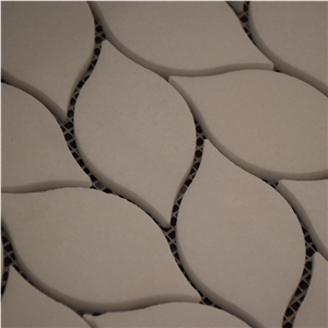 Greece Thassos White Leaf Shaped Water Jet Marble Mosaic Tile, Crystal White Marble Mosaic, Pure White Marble Mosaic Tile