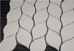 Greece Thassos White Leaf Shaped Water Jet Marble Mosaic Tile, Crystal White Marble Mosaic, Pure White Marble Mosaic Tile