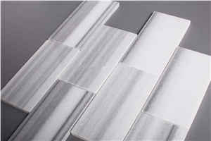 Marmara Equator White Marble Polished 3x6 Brick Tile Mosaic for Wall Decoration, Marmara Subway Marble Mosaic Tile