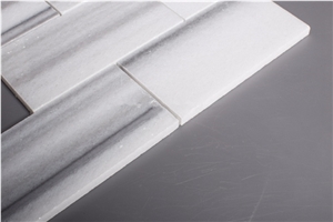 Marmara Equator White Marble Polished 3x6 Brick Tile Mosaic for Wall Decoration, Marmara Subway Marble Mosaic Tile