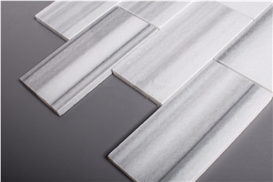 Marmara Equator White Marble Polished 3x6 Brick Tile Mosaic for Wall Decoration, Marmara Subway Marble Mosaic Tile