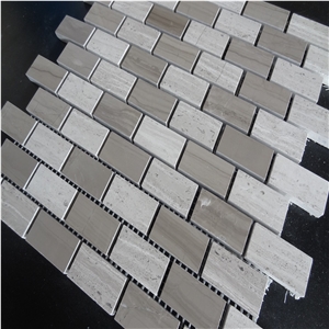 New Design Athens Grey Marble Mosaic,Wooden Grey Marble Subway Mosaic Tiles,White Oak, White Wood Vein, Athen Grey Marble, Grey Wood Vein Marble