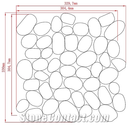 Silver Cream White Oak Pebbles Flat Sliced Finish Mesh Mosaic,White Oak, White Wood Vein, Athen Grey Marble, Grey Wood Vein Marble