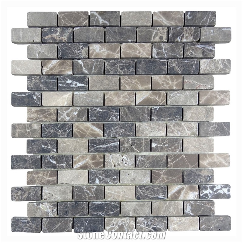 Spain Dark Emperador Mosaic Tumbled Brick Tile,Marron Dark, Spanish Emperador Dark Square Mosaic,Emperador Dark Mosaic,Chinese Dark Emperador,Emperador Dark Mosaic,Dark Marble Mosaic,Chinese Marron