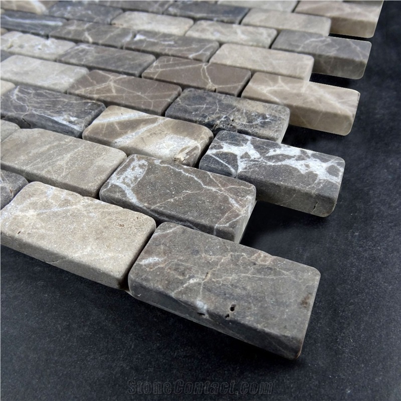 Spain Dark Emperador Mosaic Tumbled Brick Tile,Marron Dark, Spanish Emperador Dark Square Mosaic,Emperador Dark Mosaic,Chinese Dark Emperador,Emperador Dark Mosaic,Dark Marble Mosaic,Chinese Marron