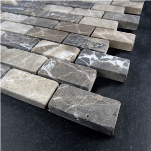 Spain Dark Emperador Mosaic Tumbled Brick Tile,Marron Dark, Spanish Emperador Dark Square Mosaic,Emperador Dark Mosaic,Chinese Dark Emperador,Emperador Dark Mosaic,Dark Marble Mosaic,Chinese Marron