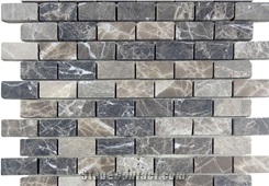 Spain Dark Emperador Mosaic Tumbled Brick Tile,Marron Dark, Spanish Emperador Dark Square Mosaic,Emperador Dark Mosaic,Chinese Dark Emperador,Emperador Dark Mosaic,Dark Marble Mosaic,Chinese Marron