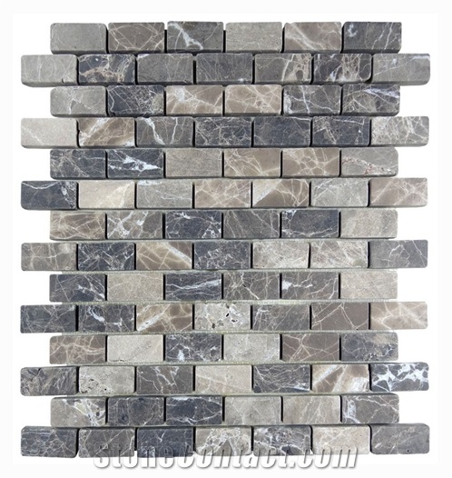 Spain Dark Emperador Mosaic Tumbled Brick Tile,Marron Dark, Spanish Emperador Dark Square Mosaic,Emperador Dark Mosaic,Chinese Dark Emperador,Emperador Dark Mosaic,Dark Marble Mosaic,Chinese Marron