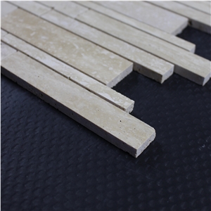 Travertine Random Strip Marble Mosaic Tile, Light Travertine Linear Strips Stone Mosaic, Light Travertine Mix Brick Mosaictile ,Beige Travertine