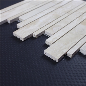 Travertine Random Strip Marble Mosaic Tile, Light Travertine Linear Strips Stone Mosaic, Light Travertine Mix Brick Mosaictile ,Beige Travertine