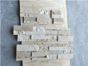 Travertine Split and Acid Washing Face Culture Stone,Ledge Stone ,Wall Cladding Panel,Stacked Stone Veneer( Corner Stone ,Brick Stacked Stone),Exposed Wall Stone