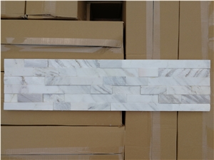 Volakas Marble ,Greece White Marble ,White Marble Split and Grooved Face Ledger Stone Panel, Culture Stone ,Wall Cladding ,Stone Veneer Panel , Stone Wall Decoration