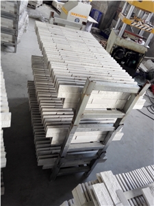 White Oak,China White Wooden Vein Marble Split, Grooved and Acid Washing Z Shape Ledge Stone Panel,Stone Veneer Panel,Culture Stone,Wall Cladding, Exposed Wall Stone