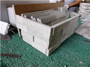 White Oak,China White Wooden Vein Marble Split, Grooved and Acid Washing Z Shape Ledge Stone Panel,Stone Veneer Panel,Culture Stone,Wall Cladding, Exposed Wall Stone