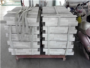 White Oak,China White Wooden Vein Marble Split, Grooved and Acid Washing Z Shape Ledge Stone Panel,Stone Veneer Panel,Culture Stone,Wall Cladding, Exposed Wall Stone