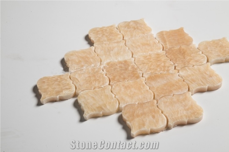 Yellow Onyx Honey Onyx Mosaic Tile,Arabesque Mosaic Tiles,Chinese Honey Onyx Mosaic Tile