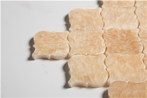 Yellow Onyx Honey Onyx Mosaic Tile,Arabesque Mosaic Tiles,Chinese Honey Onyx Mosaic Tile