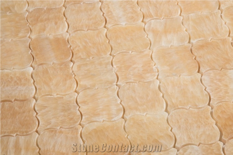 Yellow Onyx Honey Onyx Mosaic Tile,Arabesque Mosaic Tiles,Chinese Honey Onyx Mosaic Tile