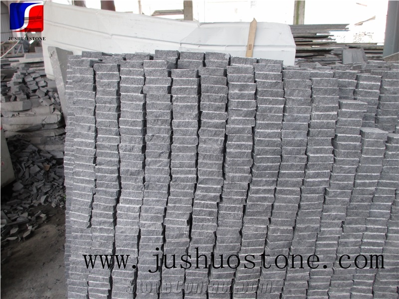 G684 China Black Basalt Black Galaxy Black Pearl Fuding Black Cleft Natural Split Cube Paver