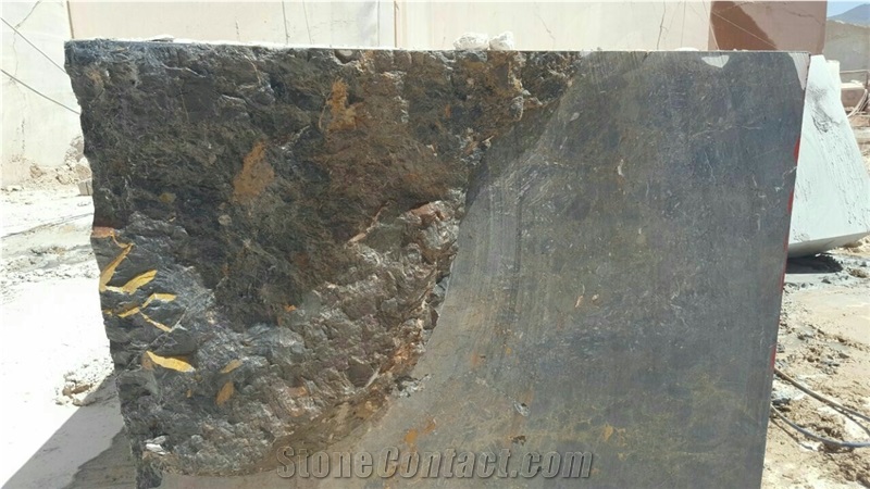 Golden Black Marble Blocks, Black and Gold Marble, Marshal Marble