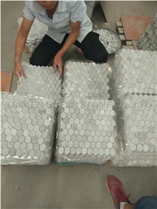 Imported Bianco Carrara White Marble Polished Hexagon Mosaic for Bathroom Floor Covering,Kitchen Backsplash,Interior Mosaic Pattern Tile