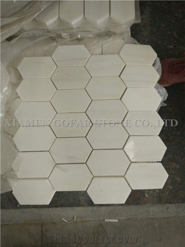 Imported Bianco Carrara White Marble Polished Hexagon Mosaic for Bathroom Floor Covering,Kitchen Backsplash,Interior Mosaic Pattern Tile