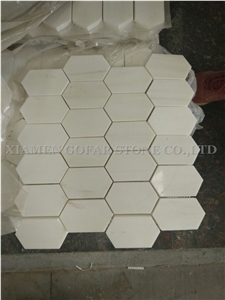 Imported Bianco Carrara White Marble Polished Hexagon Mosaic for Bathroom Floor Covering,Kitchen Backsplash,Interior Mosaic Pattern Tile