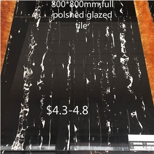 Building Material Black Full Polished Glazed Stone Tile