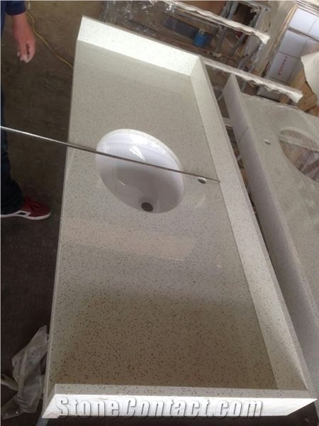 White Artificial Quartz Countertop, Vanity Top
