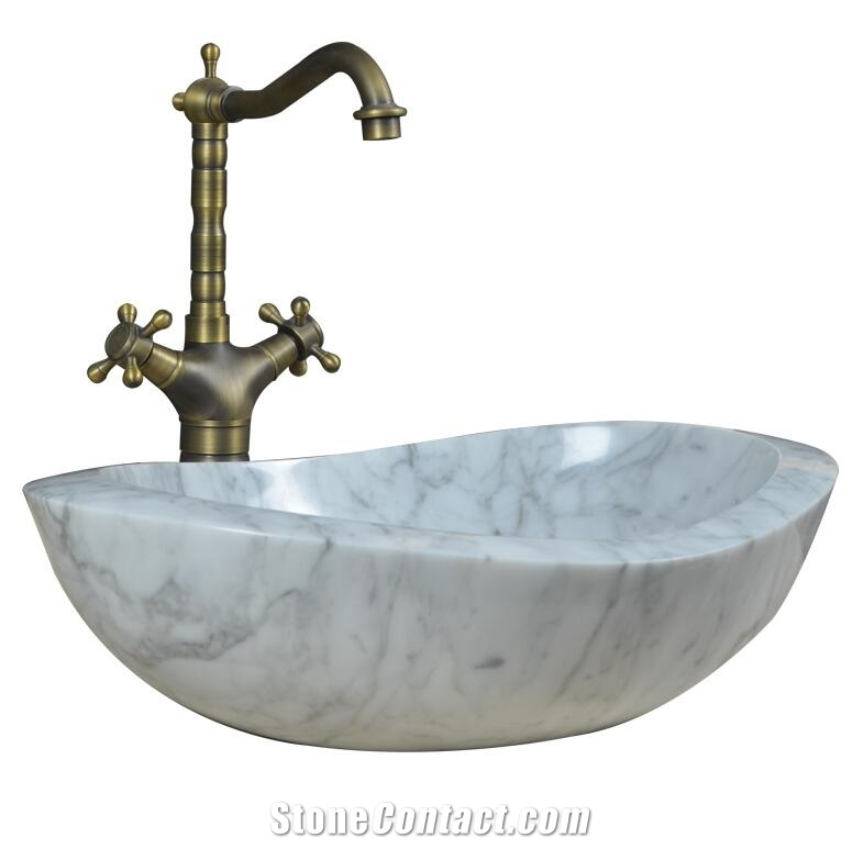 Bianco Carrara White Marble Oval Basin,Natural Stone Basin, Kitchen Sinks, Bathroom Sinks, Wash Bowls,China Hand Made Bathroom Washing Basin,Counter Top and Vanity Top Sink, Own Factory with Ce