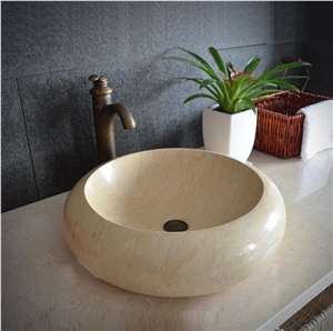 Botticino Classico Beige Marble Round Basin,Natural Stone Basin, Kitchen Sinks, Bathroom Sinks, Wash Bowls,China Hand Made Bathroom Washing Basin,Counter Top and Vanity Top Sink, Own Factory with Ce