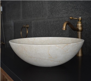Botticino Classico Beige Marble Round Hand Made Basin,Natural Stone Basin, Kitchen Sinks, Bathroom Sinks, Wash Bowls,China Hand Made Bathroom Washing Basin,Counter Top and Vanity Top Sink, Own Factory